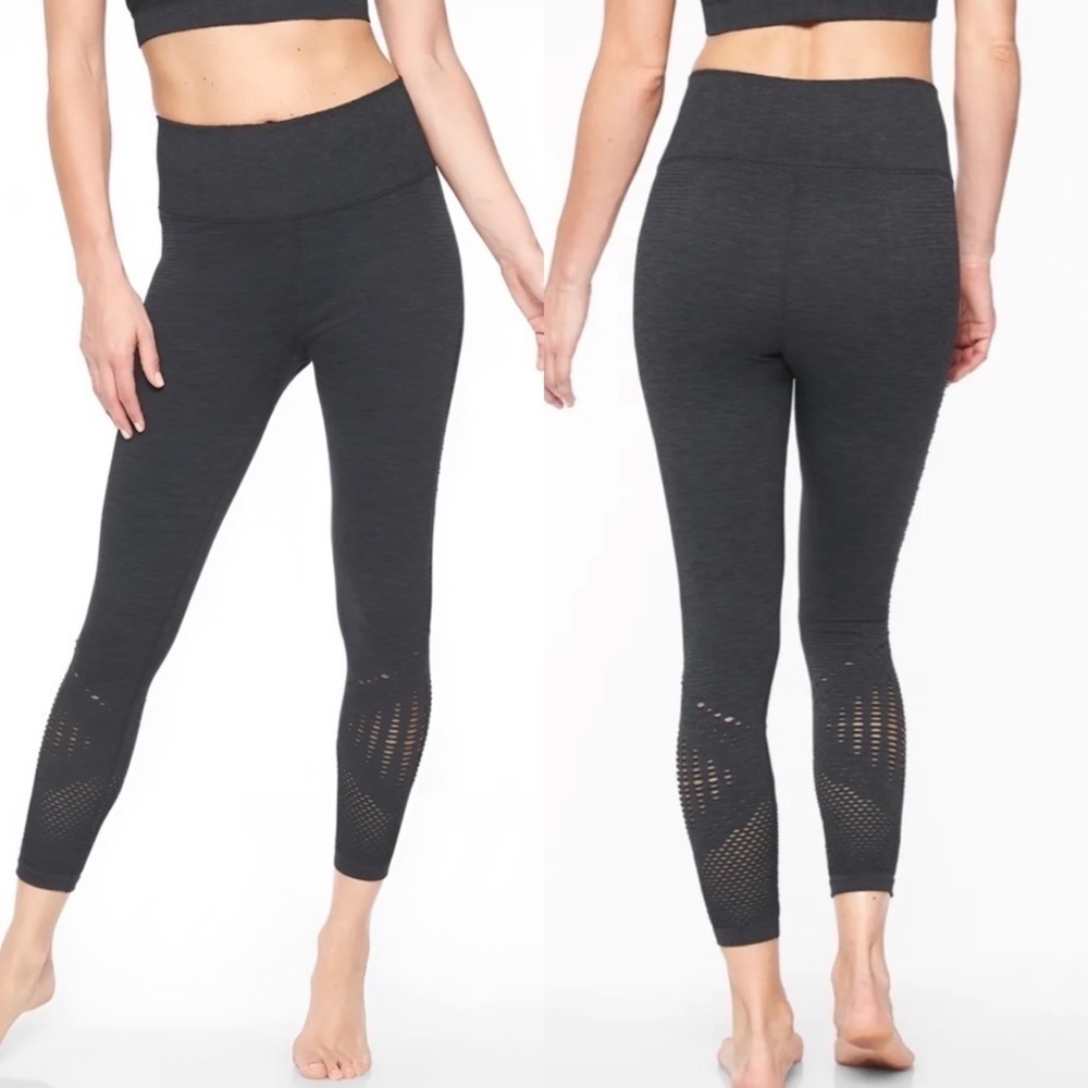 Athleta Halasana High Rise Seamless Tights Leggings In Charcoal Grey
